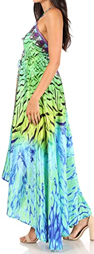 Image of Sakkas Lizi Womens Maxi High-Low Halter Handkerchief Long Dress Beach Party