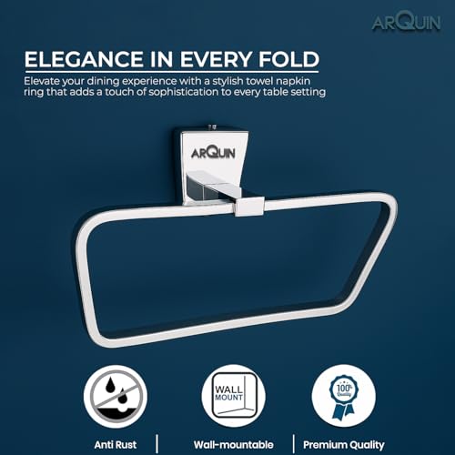 Image of Arquin Bathroom Accessories Towel Ring Holder|Towel Ring 304 Stainless Steel Napkin Towel Hanger for Washbasin |Towel Hanger,Holder,Bathroom Accessories|Kitchen Hand Towel Holder Set Selvi