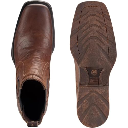 SUREWAY Mens Western Chelsea Cowboy Boots for Men Square Toe,All-Weather Rugged Slip-On Work/Casual/Dress Boots Shoes for Men,Built for Comfort & Durability4