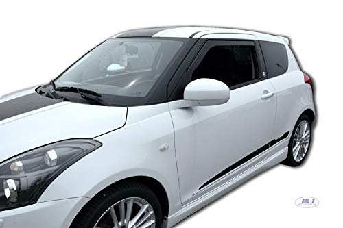 J&J AUTOMOTIVE Heko Déflecteurs d'air et de Vent pour Suzuki Swift 3P. Berline 2010-2017, Lot de 2pcs, Teintés, Avant et Arrière, Aérodynamique