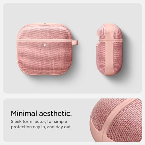 Image of Spigen Urban Fit Designed for AirPods 4 Case (2024) Premium Fabric Cover with Carabiner Key Chain - Rose Gold