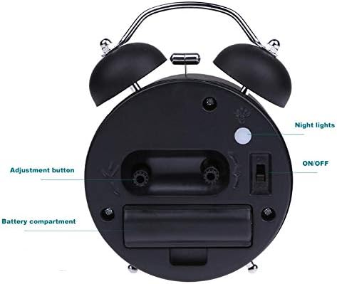 Miniatura 2 de Children's Alarm Clock Retro Silent Pointer Clocks Round Number Dual Bell s Loud Alarm Clock Black Colors Bedside Night Light Home Decors Brown