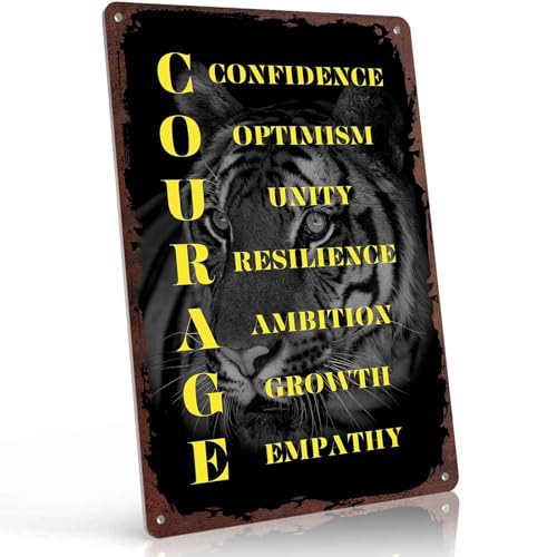 COURAGE Motivational Quote Metal Sign 8x12 Inch, Funny Aluminum Wall
