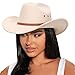 DRESHOW Cowboy Hat for Women and Men Classic Western Felt Cowboy Cowgirl Hat Outdoor Wide Brim Belt Buckle Retro Fedora Hats Unisex Rolled up Caps