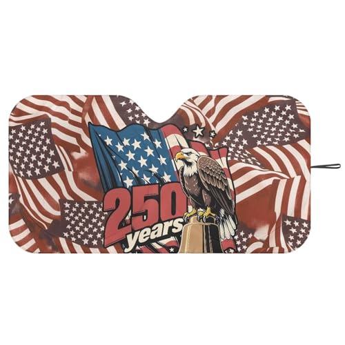 Image of Car Windshield Sun Shade for Trucks SUV Universal 250th Anniversary USA Flag Vehicle Accessories Foldable UV Ray Sun Visor Protector Sunshade to Keep Your Vehicle Cool