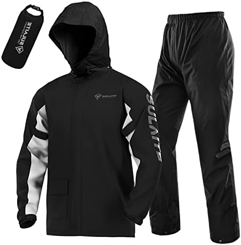 Gute Rain Suits for Motorcycle Riding, Waterproof Reflective Rainwear with Rain Pants Shoe Cover, Unisex Rain Gear for Fishing, Climbing, Cycling (Size L)