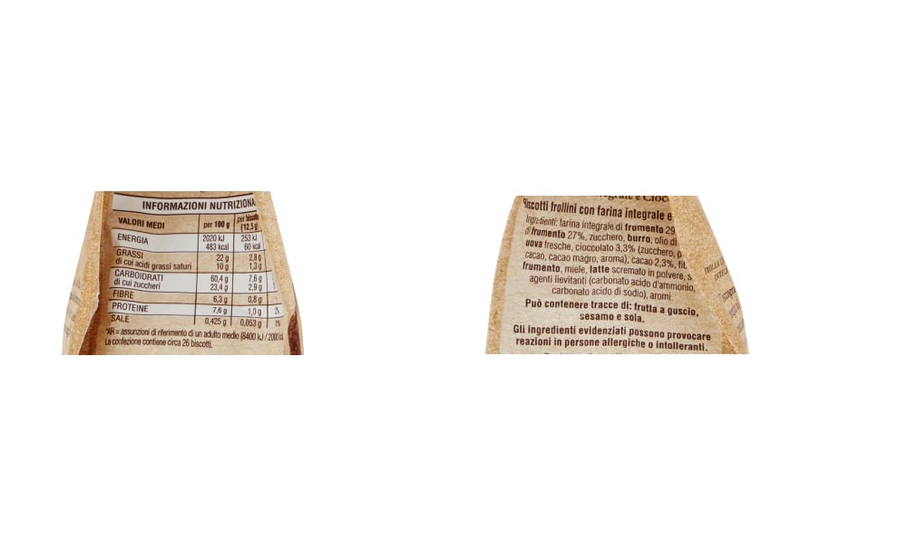 Mulino Bianco Cioccograno Con Farina Integrale 330 Grammi 12 Pezzi