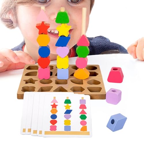 Clasificación de juguetes apilables para niños pequeños, juguete de clasificación de colores con forma de madera - Juego de bloques de reconocimiento de colores y formas | Juguetes sensoriales clasifi