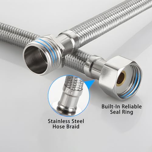 4 Stück 304 Edelstahl Flexschlauch Panzerschlauch 3/8 Zoll, Anschlussschlauch Armatur, für Wasserhahn Bad WC, Küchenarmaturen, Heizungssysteme(20cm/10cm)