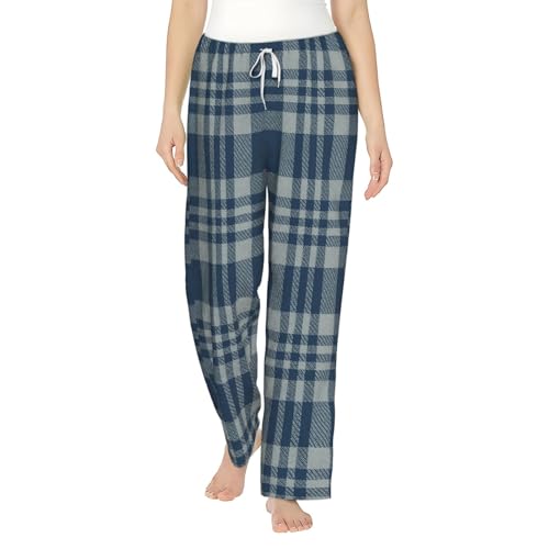 Pantalon de pyjama en polaire femme bleu marine flanelle thermique nuit