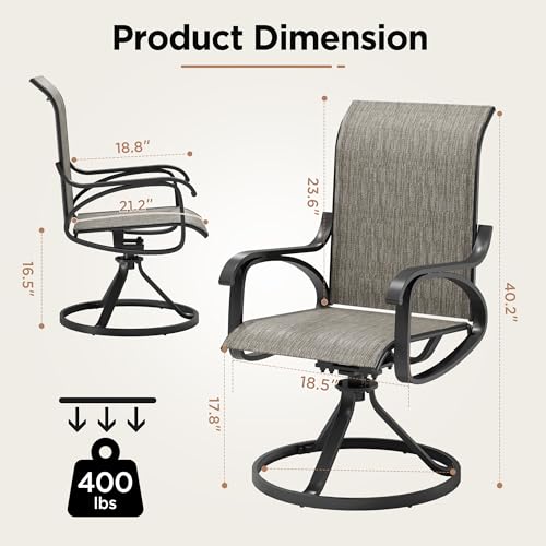 Image of LOUVIXA Patio Swivel Chair Set of 2, All-Weather Patio Swivel Rocking Chair, High Back Patio Dining Chairs for Backyard, Porch, Lawn, Garden(2, Taupe)