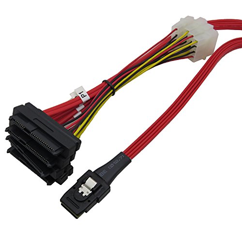 Cabledeconn H0408 100Cm Internal Mini Sas 36-Pin Sff-8087 Male To Sff8482 Sas 29-Pin Female With 4-Pin Power Fanout Red Cable #TOP21