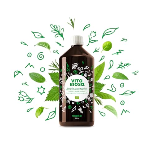 Vita Biosa Kräuter Bio Fermentgetränk 1 L – frisch und sauer – aktiven Milchsäurekulturen und 19 Kräutern aus kontrolliert biologischem Anbau – vegan, zuckerfrei, laktosefrei, Bio-Qualität