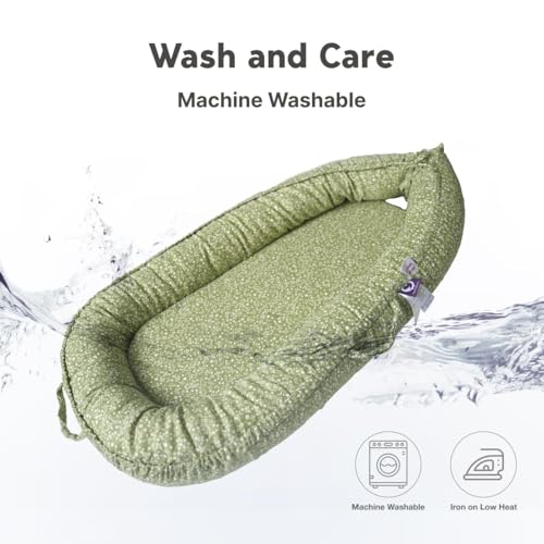 Image of CooCooBaby Infant Lounger, Baby Nest Cover for Baby Girls & Boys, Newborn Essentials for Baby 0-12 Months, 100% Cotton Breathable (Evergreen Muslin)