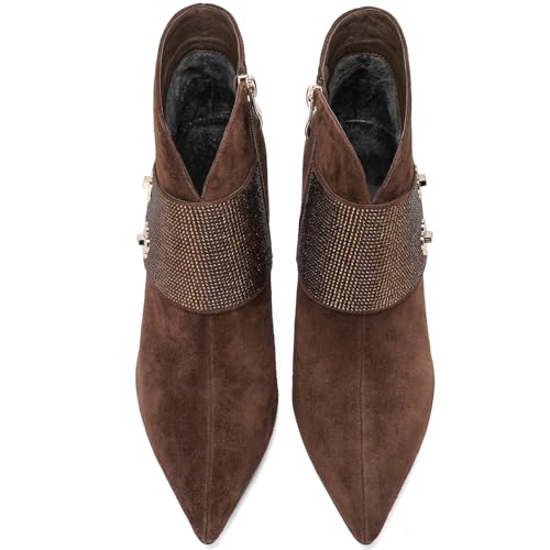 TDD Faux Suede High Heel Boots for Women Stiletto Botas Para Mujer Dress Comfortable Sexy Pointed toe Elegantes Formal Prom Wedding Comfort Extra Wide Ladies Party Bootis4