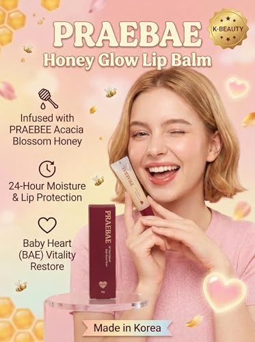 KMOAMOA PRAEBAE Honey Glow Lip Balm Propolis & Shea Butter Chapstick, K-Beauty Beeswax Moisturizer, 24-Hour Dry Chapped Lips Repair, Natural Bee Organic Hydrating Gloss Treatment Stick 0.42fl.oz