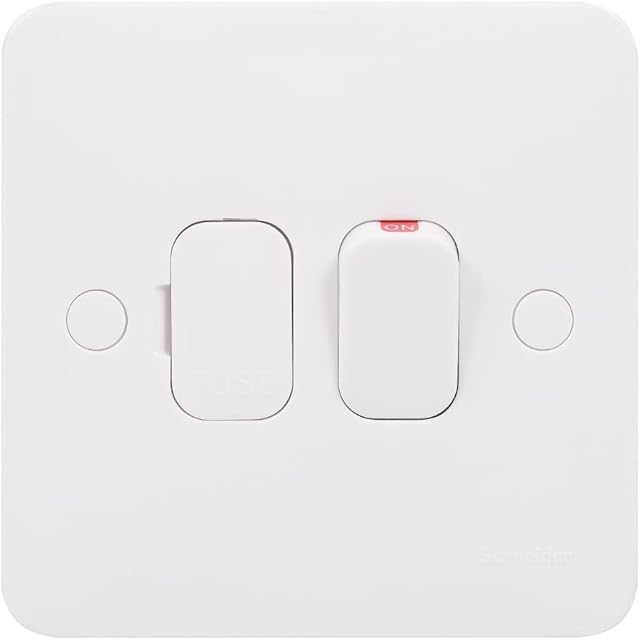 Schneider Electric - Lisse White Moulded, Switched Single Fused Connection Unit, 13A, with Optional Flex Outlet, GGBL5013S, White
