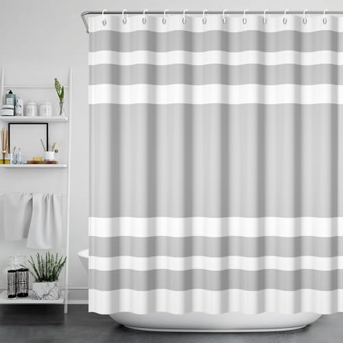 DORCEV rideau douche 60x72po rayures gris blanc style casual spa