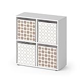 Le séparateur de pièce est une étagère cubique avec 4 étagères ouvertes pour des cartons de 30x30cm. Idéal pour diviser une pièce tout en offrant un espace de rangement pratique.