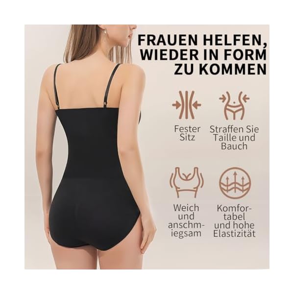 NANQUAN Shapewear Damen,Body Shaper Damen,Shapewear Damen Body,Bauchweg,Formender Bodys für Damen mit Verstellbarer Schultergurt,Atmungsaktives Material（Größe S/M） – Bild 7