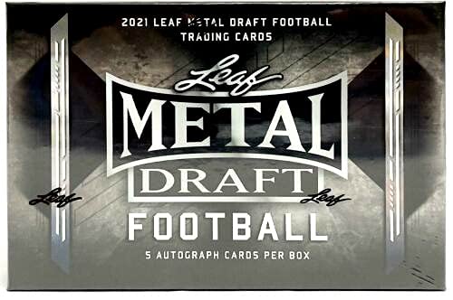 2021 Leaf Metal Draft Football box (FIVE Autograph cards/bx)