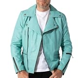[Liugoo Leathers] [リューグーレザーズ] 本革 UKダブルライダースジャケット メンズ DRY09A Mサイズ ターコイズ