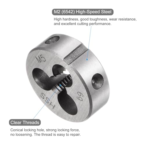 Miniatura 3 de Quarkzman Terrajas Redondas Métricas M5 X 0.8 Derecha Acero De Alta Velocidad Hss Herramienta De Reparación De Terrajas Para Cortar Tornillos