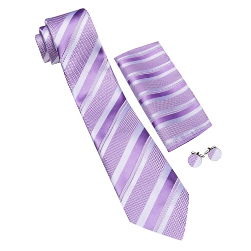Image of Barry.Wang Mens Tie Set Plaid Check Neckties Formal Business Wedding Luxury Pocket Square Cufflinks