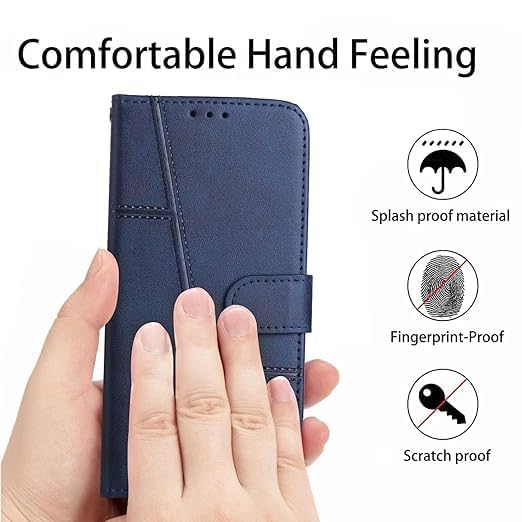 Image of Tango Flip Cover Compatible with Samsung Galaxy M33 5G | Leather Mobile Cover | Flipcover Back Case | Magnetic Flip Cover | Phone Covers | Leather Flip Case Card Pockets Wallet & Stand (Blue)