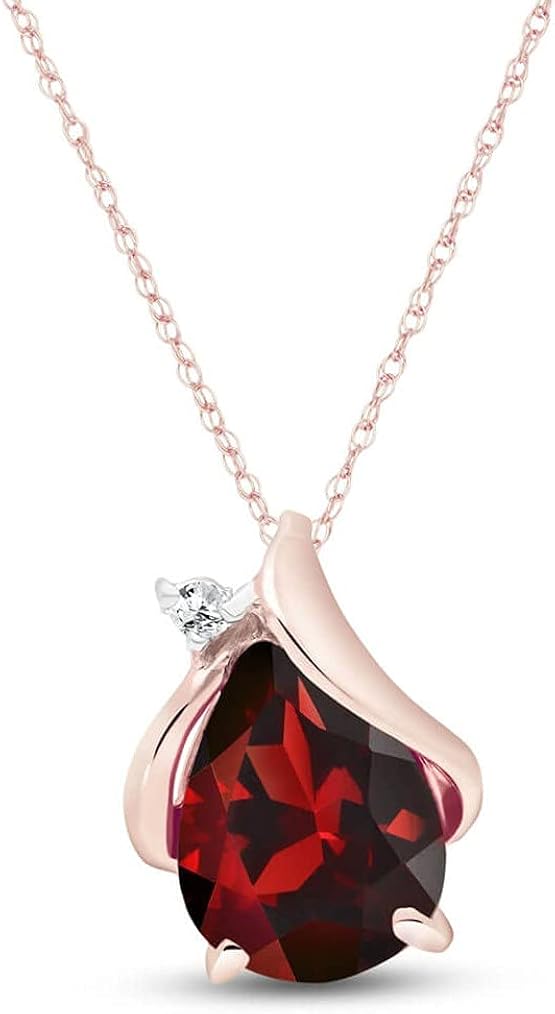 Rose Gold Teardrop Garnet Necklace 