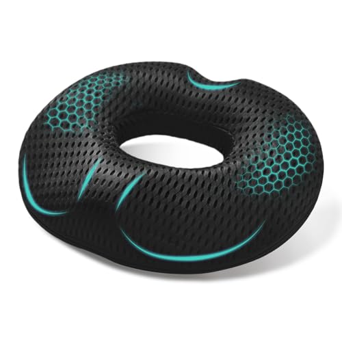 HYZCXPL Donut Cushion & Coccyx Pillow for Tailbone Pain Relief with Large Airflow Hole, Dual U-Shape & Thigh Slope, Memory Foam Seat Cushion for Hemorrhoids, Postpartum – Office, Car, Wheelchair