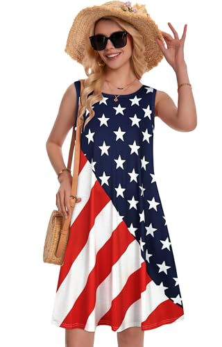 Image of Summer Dresses for Women Beach Boho Sleeveless Vintage Floral Flowy Pocket Tshirt Tank Sundresses 2026