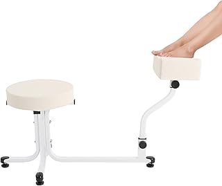 Taburete de pedicura multifuncional compacto con almohadillas antideslizantes y acolchado de poliuretano, cómodo taburete estable para salones de uñas profesionales y salones de belleza (color blanco)