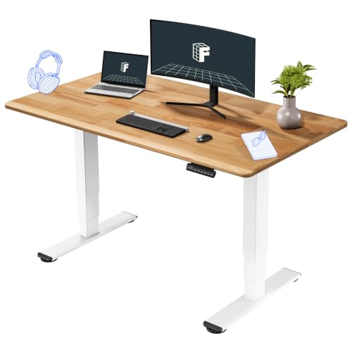 Image of FLEXISPOT E6 Solid Wood Dual Motor 3-Stage Electric Standing Desk, 55 x 28