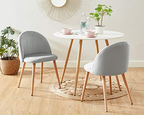 Chaises Shell en velours gris BAÏTA pour sublimer votre coin repas contemporain - 3