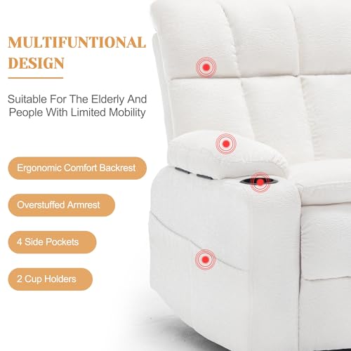 Image of Korser Oversized Dual Motor Power Lift Recliner for Elderly with Massage and Heat, Extra Wide Recliner Chairs with Adjustable Headrest, Electric Lift Chair with Storebox Cupholder, USB Ports, Type C