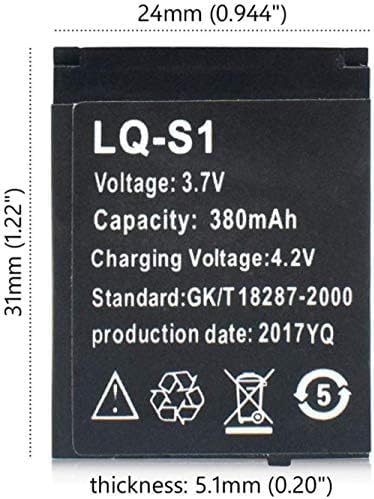 Batterie De Remplacement Pour Montre Intelligente LQ-S1 - 380mAh Li-Po 3.7V, Compatible DZ09 QW09 W8 A1 V8 X6