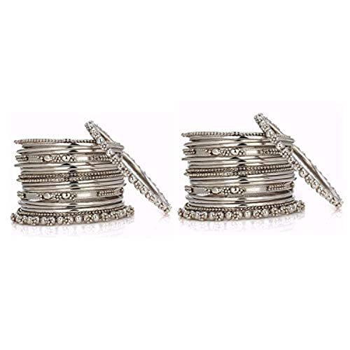 Efulgenz Oxidized Indian Bangles for Women Indian Oxidized Jewelry Boho Vintage Antique Tribal Indian Oxidized Bracelet Bangles Set Jewelry (40 Pcs)