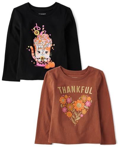Image of The Children's Place Baby and Toddler All Holidays,Birthdays Long Sleeve Graphic T-Shirts,2 Pack