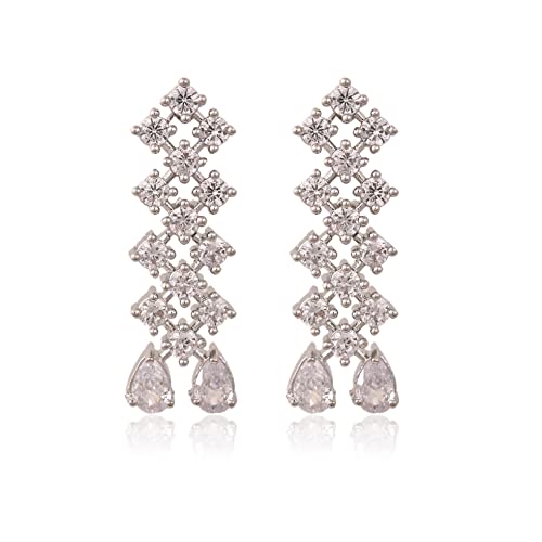 Ratnavali Jewels American Diamond Rose Gold Plated Traditional Fashion Jewellery Necklace Set with Earring for Women/Girls RV4134 - Image 5