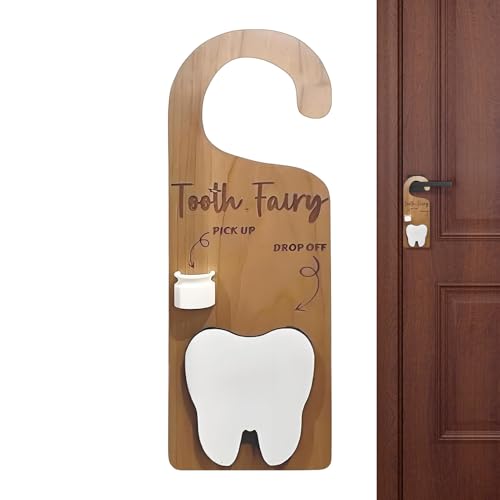 Soporte para dientes de bebé genérico | Caja de dientes de hada de dientes de madera con ranura para monedas, caja de almacenamiento de memoria para decoración de puerta de niños y niñas