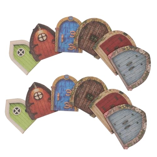 Ornement de porte féerique en bois 12 pièces et accessoires de féerique miniatures de décoration