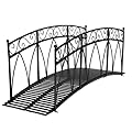 Kinfant Outdoor Metal Garden Bridge - 8 Ft Decorative Iron Garden Arch Footbridge with 2 Safety Patterned Siderails for Pond, Creek, Stream (96”*28”*35.6”)