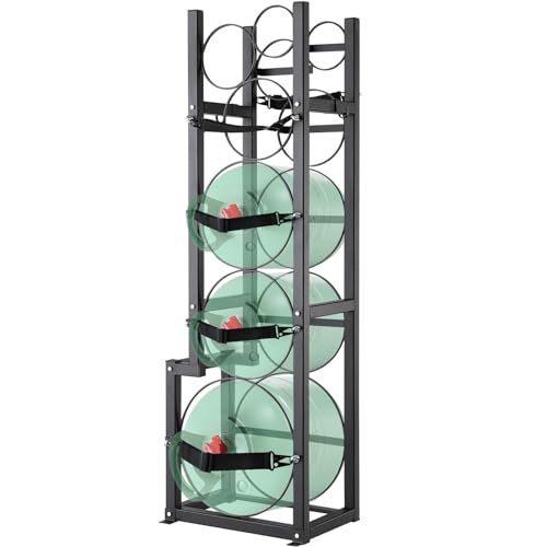 VEVOR Refrigerant Tank Rack - 1 x 50lb 2 x 30lb & 3 Small Bottle Tanks - 15.55x12.99x49.8 in - For Freon Gases Oxygen Nitrogen