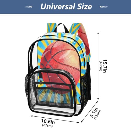 Clear Backpack for School High Contrast Illustration Basketball Art Is Bright Transparent Bookbag for Girls See Through PVC Boy Backpacks4