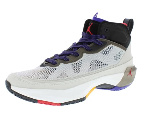 Nike Kid's Air Jordan XXXVII (GS) Basketball Shoe (Light Bone/Black/Dark Concord/Fire Red, us_Footwear_Size_System, Big_Kid, Men, Numeric, Medium, Numeric_7)