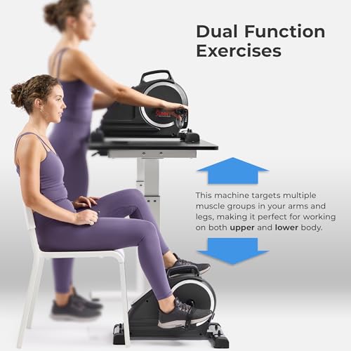 Image of Sunny Health & Fitness Smart Motorized 2-in-1 Pedal Exerciser, Indoor Compact Under-Desk Mini Bike for Low-Impact Cardio Workout and Physical Therapy, Free SunnyFit Training App Connection