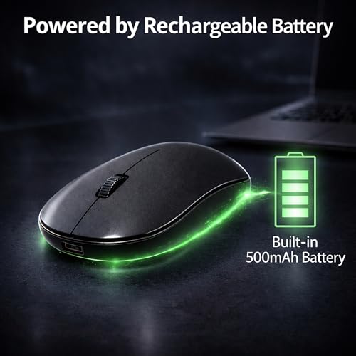 Image of ANT Globe 40 Dual-Mode Wireless Mouse| BT 5.0 /3.0 & 2.4GHz USB Optical Mouse | 1600 DPI Adjustable, 500mAh Rechargeable Battery, 3-Button Silent Click | Slim Mouse for Laptop, PC, Mac, Android Black