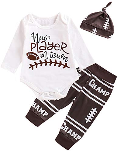 Image of Aslaylme Newborn Baby Boy Clothes Coming Home Outfit New Player in Town Romper