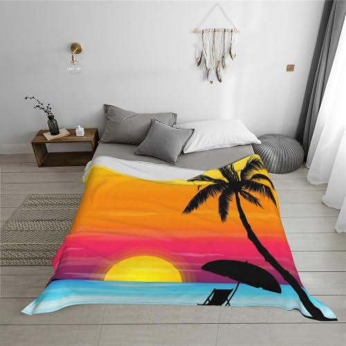 Couverture en flanelle palmier 200x150 cm douce pour lit